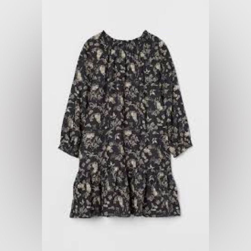 H&M Black and Cream Floral girls dress